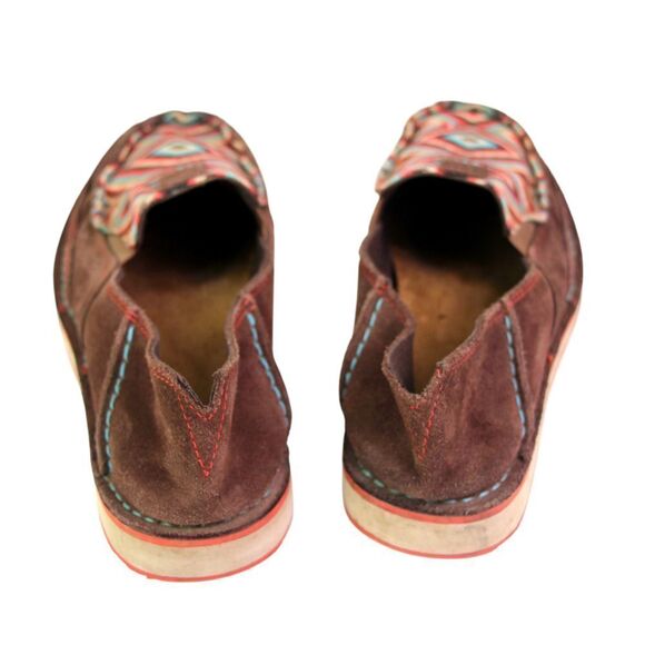 Ariat BROWN SUEDE MULTICOLOR TAPESTRY ROUND TOE COMFORT LOAFER FLATS SHOES 7.5 - Picture 6 of 11